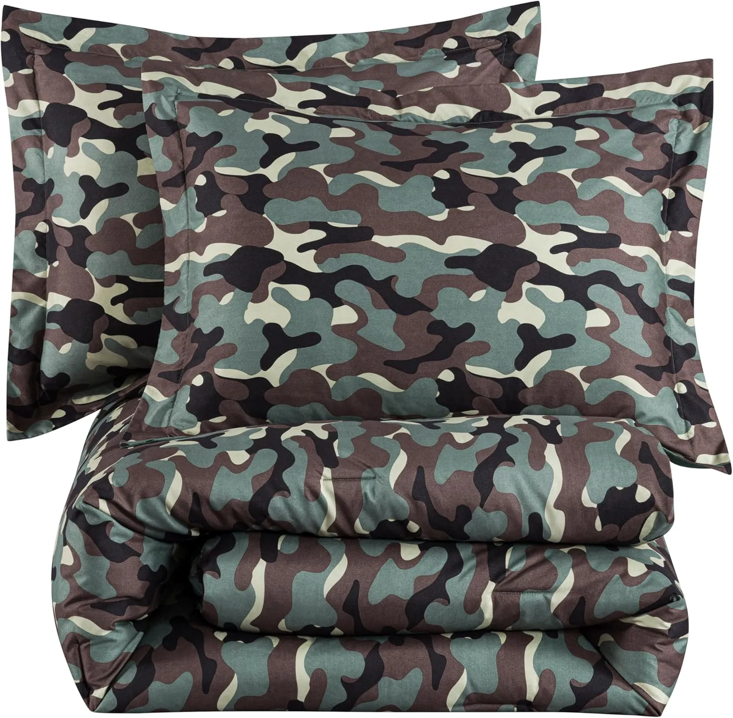 Chezmoi Collection Soft Microfiber Printed Military Camo Bedding Set 2-Piece Army Green Camouflage Comforter Set, Twin Size
