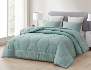 Chezmoi Collection Vero 2-Piece Honeycomb Quilted Microfiber Comforter Set - Soft Washed Lightweight Geometric Hexagon Bedding, Twin, Aqua