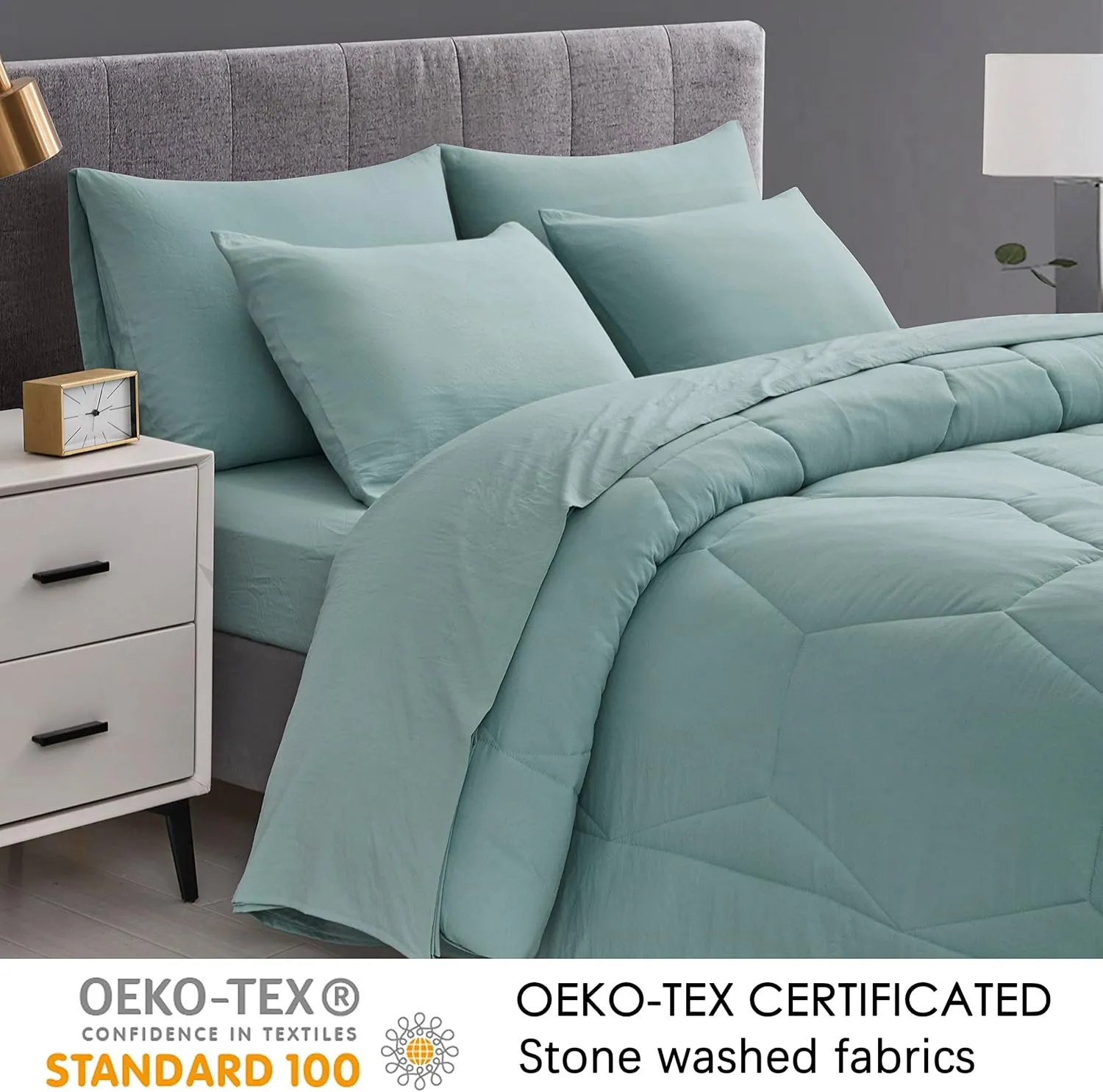 Chezmoi Collection Vero 2-Piece Honeycomb Quilted Microfiber Comforter Set - Soft Washed Lightweight Geometric Hexagon Bedding, Twin, Aqua