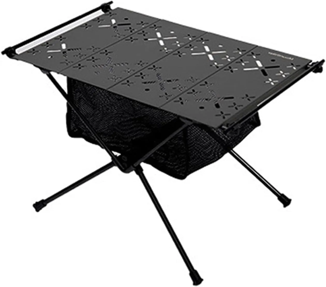 CHICIRIS Camping Folding Table, Aluminum Alloy Outdoor Folding Table, Stable and Portable with Storage Bag, Net Bag for Pots and Bowls, Foldable for Car Camping Picnic, Army Green (Black)