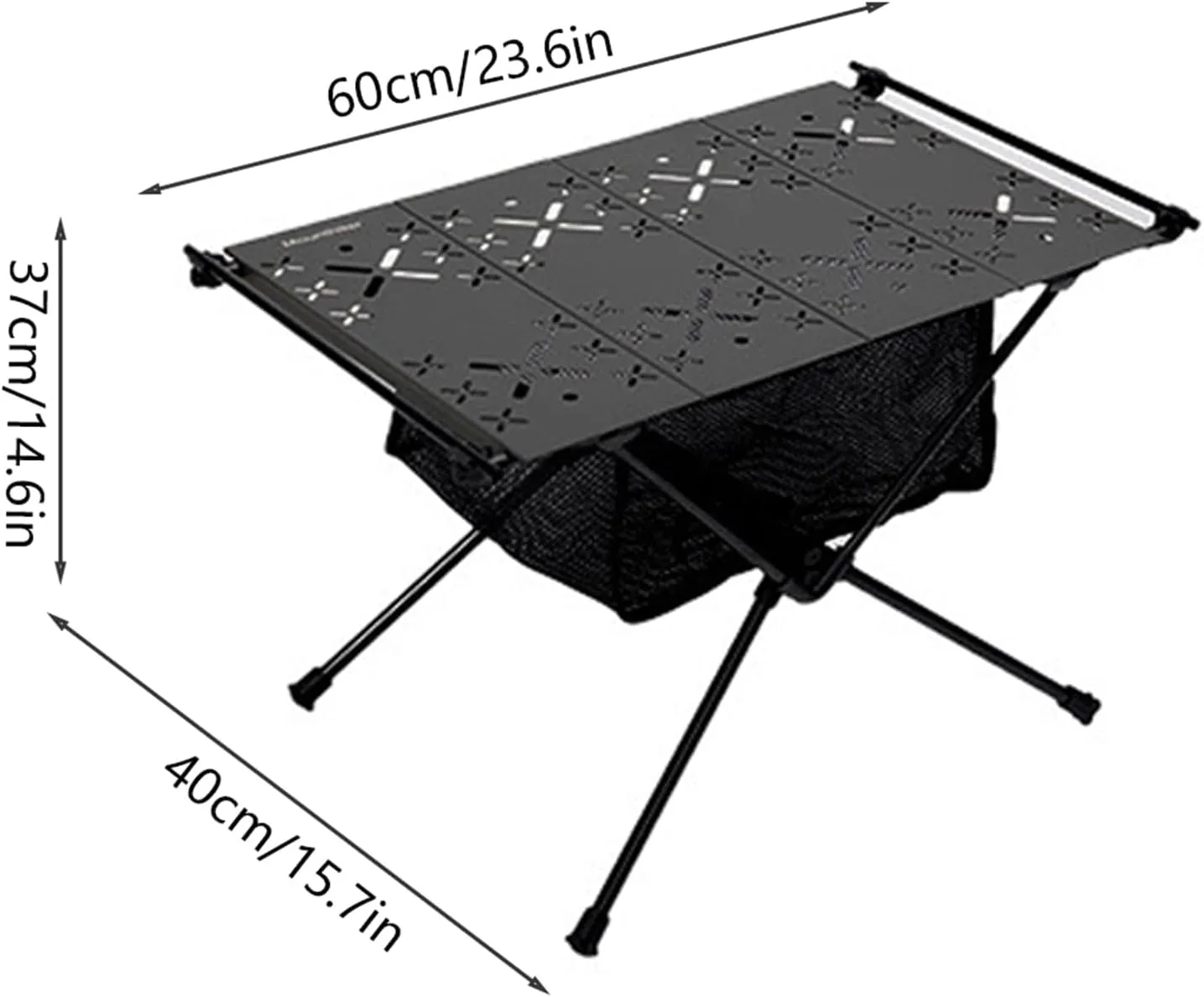 CHICIRIS Camping Folding Table, Aluminum Alloy Outdoor Folding Table, Stable and Portable with Storage Bag, Net Bag for Pots and Bowls, Foldable for Car Camping Picnic, Army Green (Black)