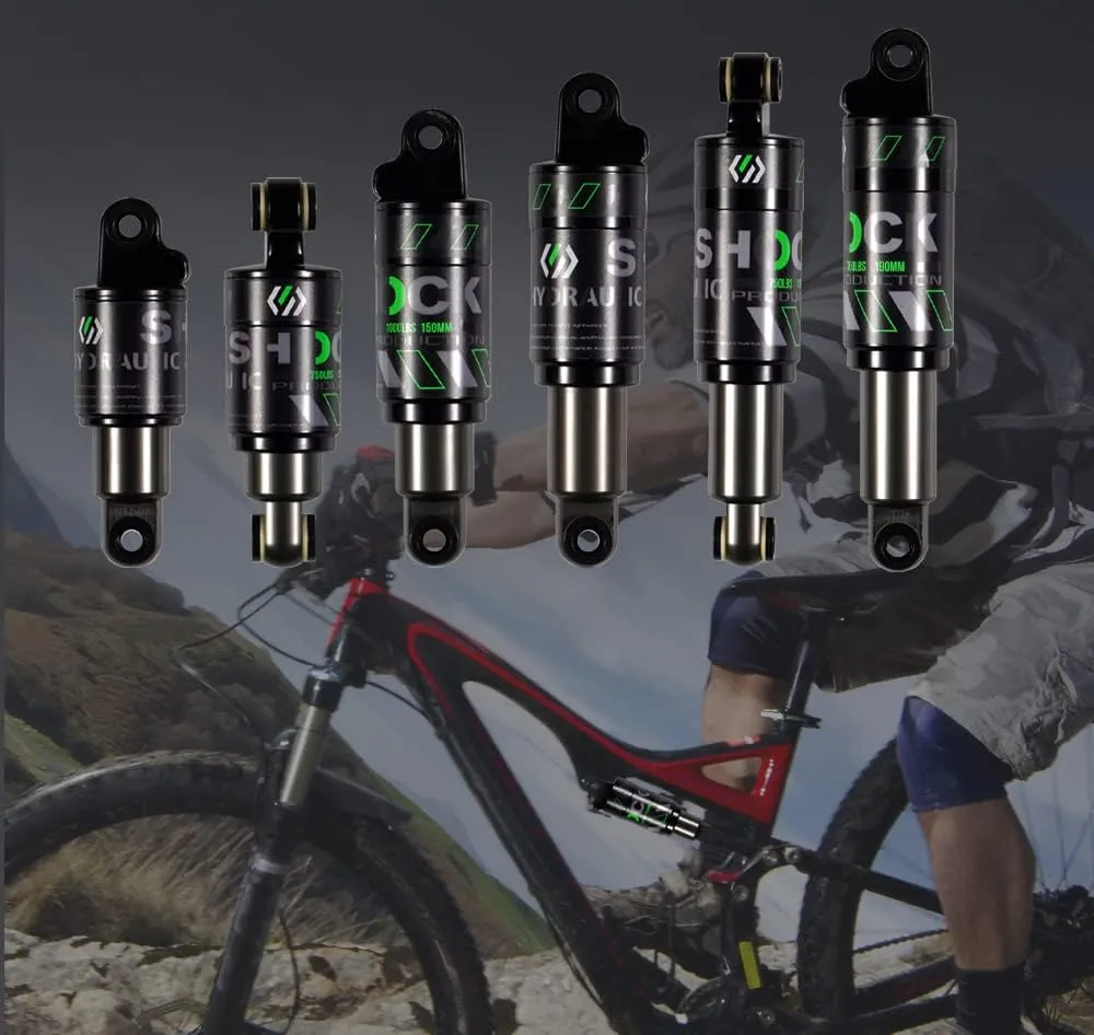 Chooee Mountain Bike Rear Shock absorber 120mm/125mm/150mm/165mm/185mm/190mm/200mm Bicycle Rear Suspension Shock Absorber 125mmx750lbs