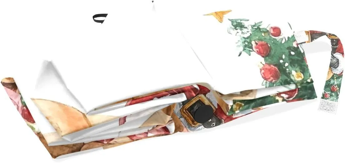 Christmas Windproof Travel Umbrella Small Automatic Rain Umbrellas for Backpack, Purse, Car