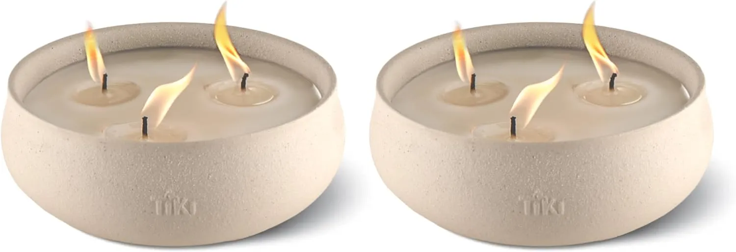 Citronella Candle 2-Pack – 7-Inch White Wax Bowl with Concrete Finish – Outdoor Decorative Candles for Patio, Deck, Garden, Backyard & Camping