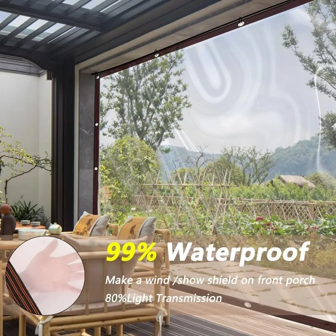 Clear-Tarps-7x9-Feet, Waterproof Tarps Outdoor Patio PE Windproof Thin Cover with Rustproof Grommets for Balcony Tent Cover Gardening Chicken Coop