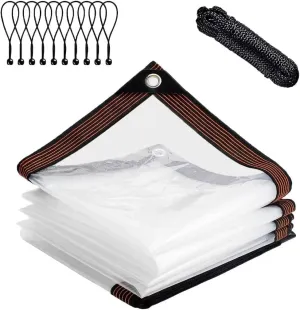 Clear-Tarps-7x9-Feet, Waterproof Tarps Outdoor Patio PE Windproof Thin Cover with Rustproof Grommets for Balcony Tent Cover Gardening Chicken Coop