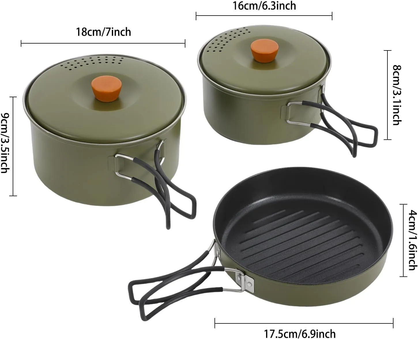 CNCEST Camping Cookware Set, Camping Cooking Set Fry Pan 2L Large Pot 1.4L Small Pot Set 304, Portable Camping Cooking Pot with Storage Bag for Camping, Backpacking, Outdoor Cooking Picnic
