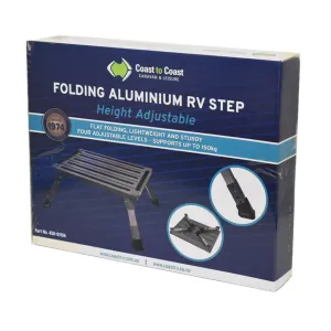 COAST FOLDING ALUMINIUM RV STEP WITH HEIGHT ADJUSTMENT 150KG RATING