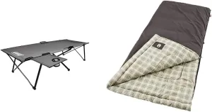 Coleman Pack-Away Camping Cot with Removable Side Table & Big & Tall Sleeping Bag | 0°F Sleeping Bag | Heritage Cold-Weather Camping Sleeping Bag