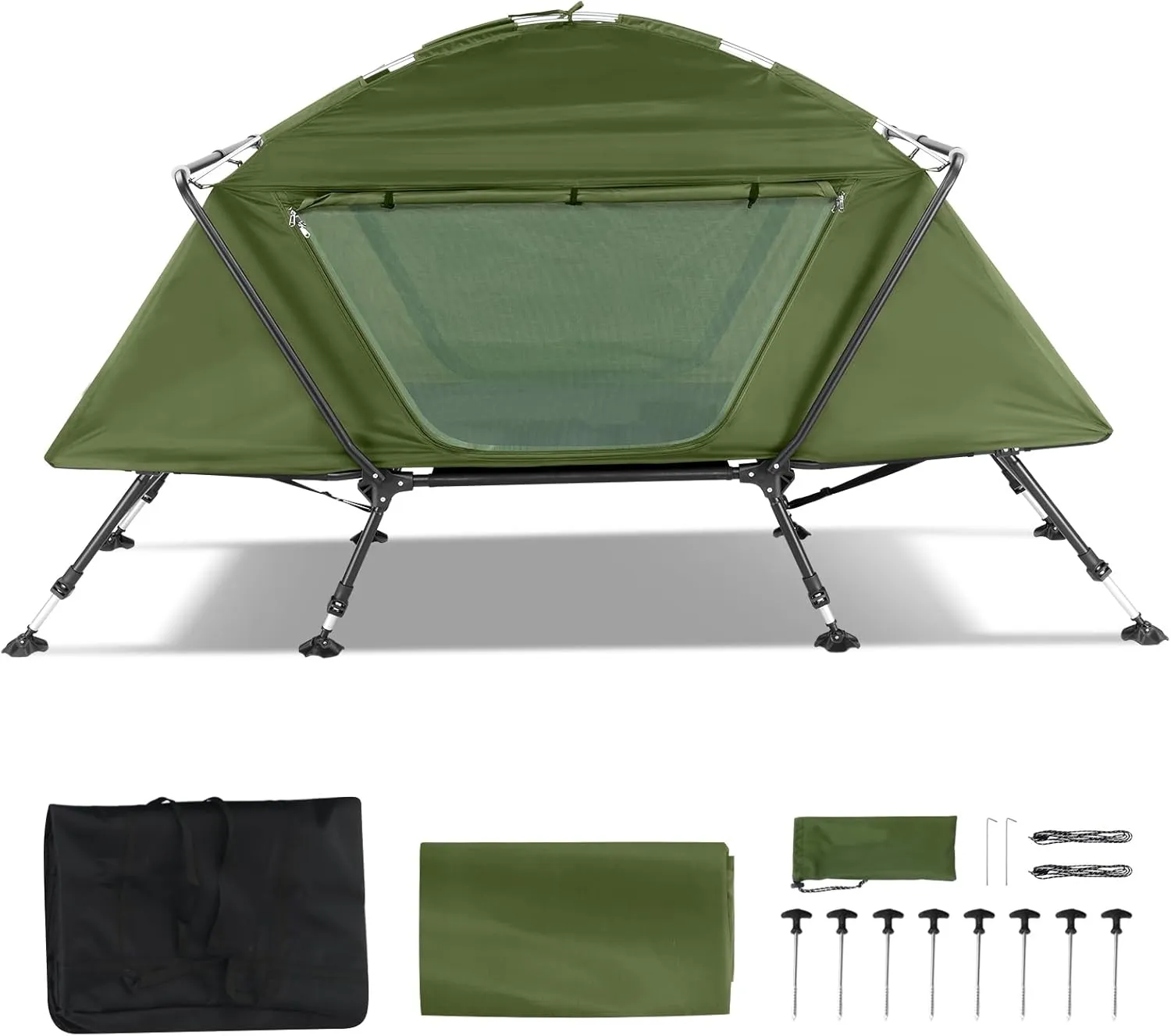 Collapsible Camping Tent, All-Weather Folding Outdoor Tent with Cot and Storage Bag, Portable Adjustable Easy Setup Beach Tents, Windproof & Waterproof Family Sun Shelter Tents, Holds 396 Lbs