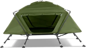 Collapsible Camping Tent, All-Weather Folding Outdoor Tent with Cot and Storage Bag, Portable Adjustable Easy Setup Beach Tents, Windproof & Waterproof Family Sun Shelter Tents, Holds 396 Lbs
