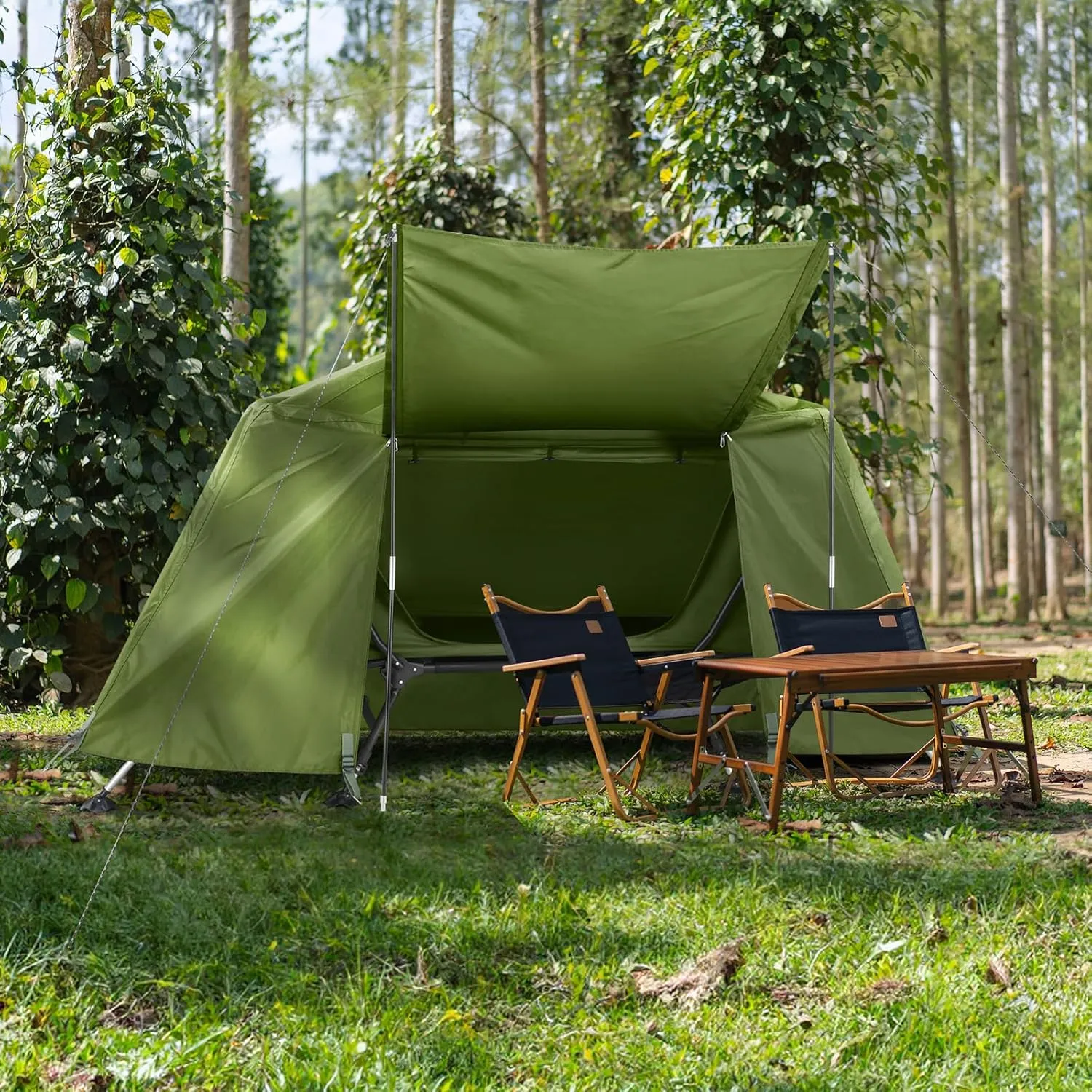Collapsible Camping Tent, All-Weather Folding Outdoor Tent with Cot and Storage Bag, Portable Adjustable Easy Setup Beach Tents, Windproof & Waterproof Family Sun Shelter Tents, Holds 396 Lbs