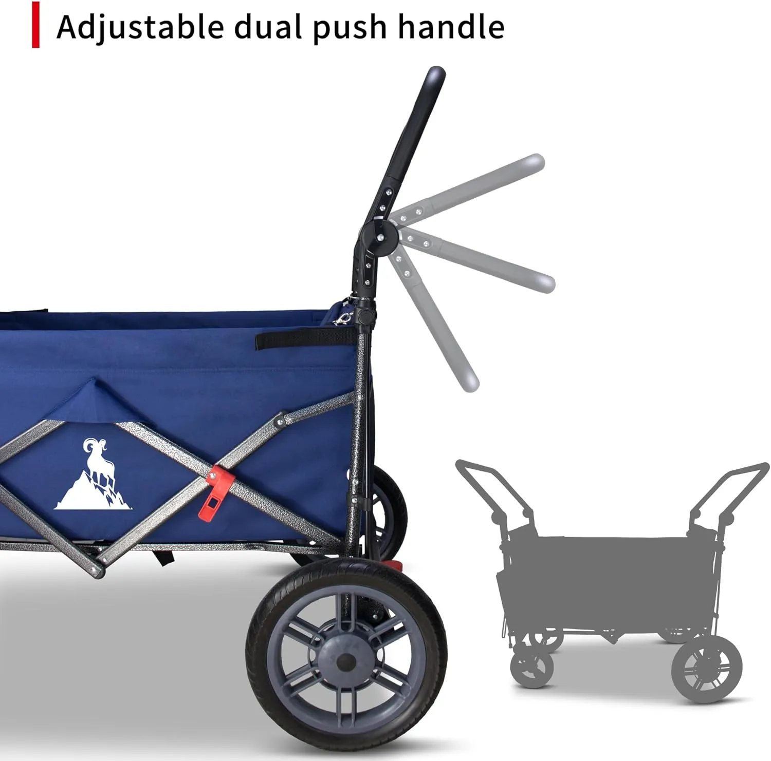 Collapsible Wagon with Removable Canopy | 265LBS Capacity | Dual Foldable Seats | All-Terrain Utility Cart for Camping, Groceries, Beach & Outdoor Adventures (Blue)