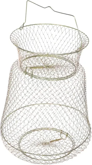 Collapsible Wire Fish Basket Galvanized Fishing Net for Caught Fish Crabs Shrimp Lightweight Portable Fishing Mesh Cage Accessory