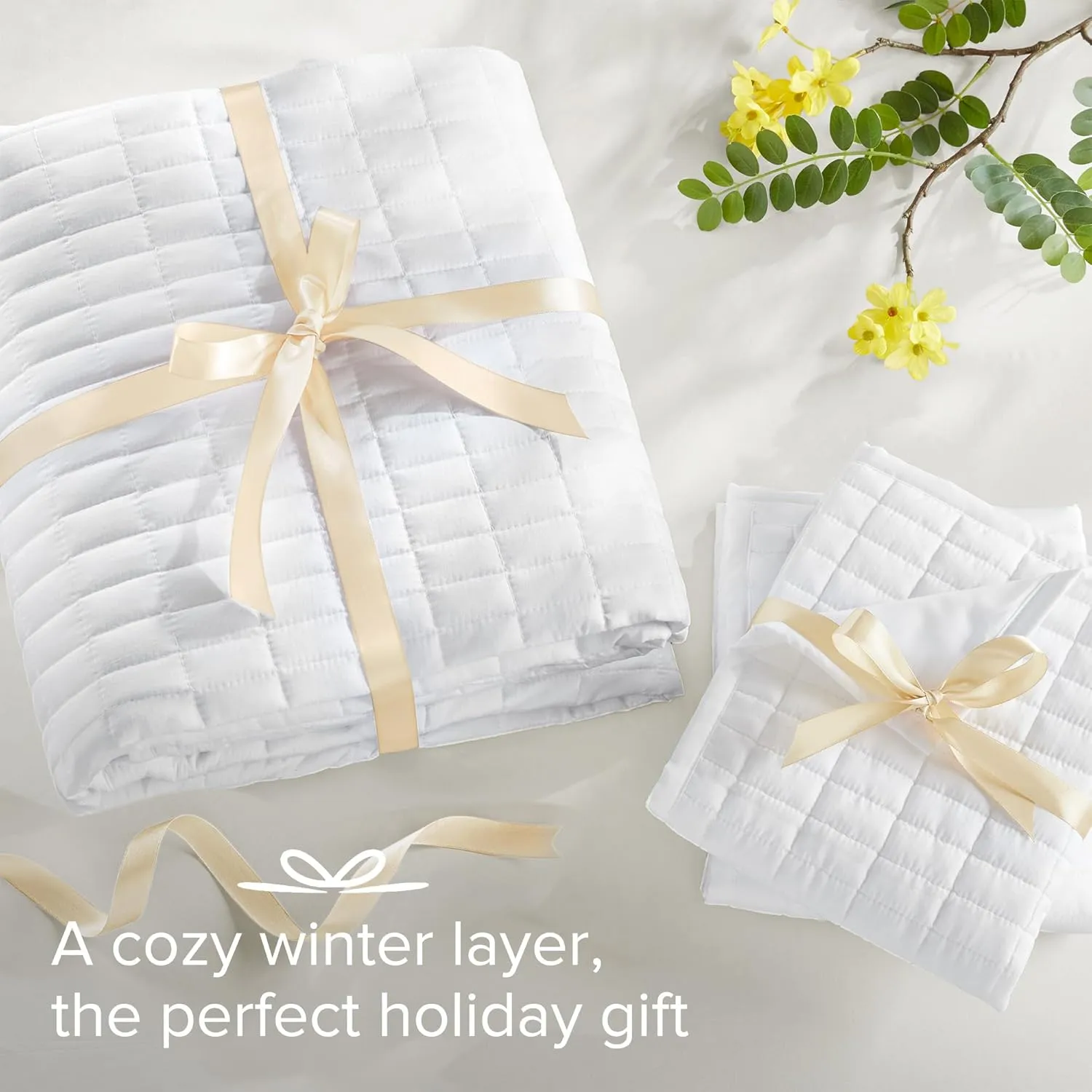 Comfort Spaces Kienna Quilt Set-Luxury Double Sided Stitching Design Summer Blanket, Lightweight, Soft, All Season Bedding Layer, Matching Sham, White, Coverlet King (104"x90") 3 Piece