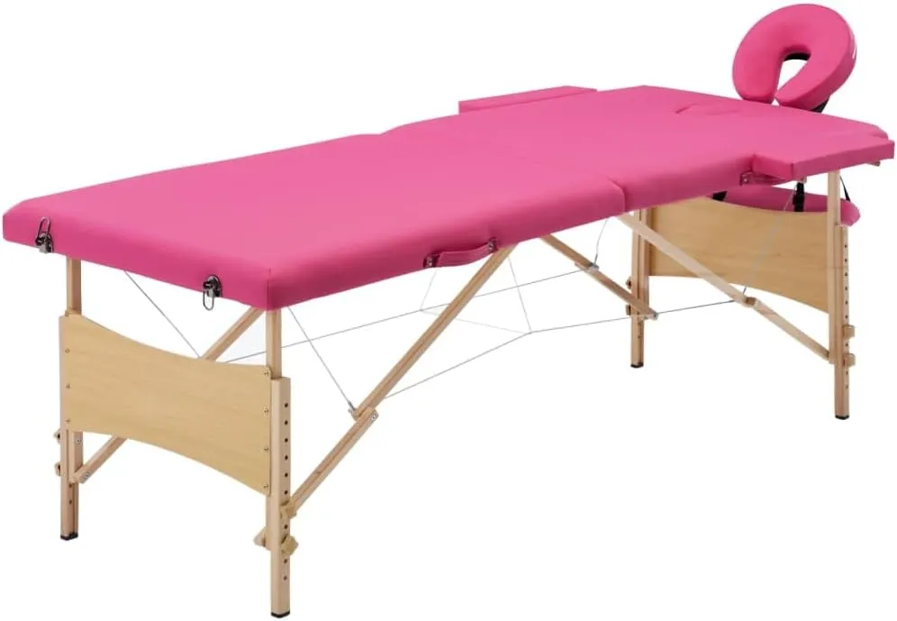 Comfortable Massage with Foldable 2-Zone Table, Adjustable Height, Durable Cushion, Easy Transportation, Pink