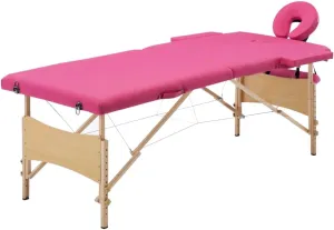 Comfortable Massage with Foldable 2-Zone Table, Adjustable Height, Durable Cushion, Easy Transportation, Pink