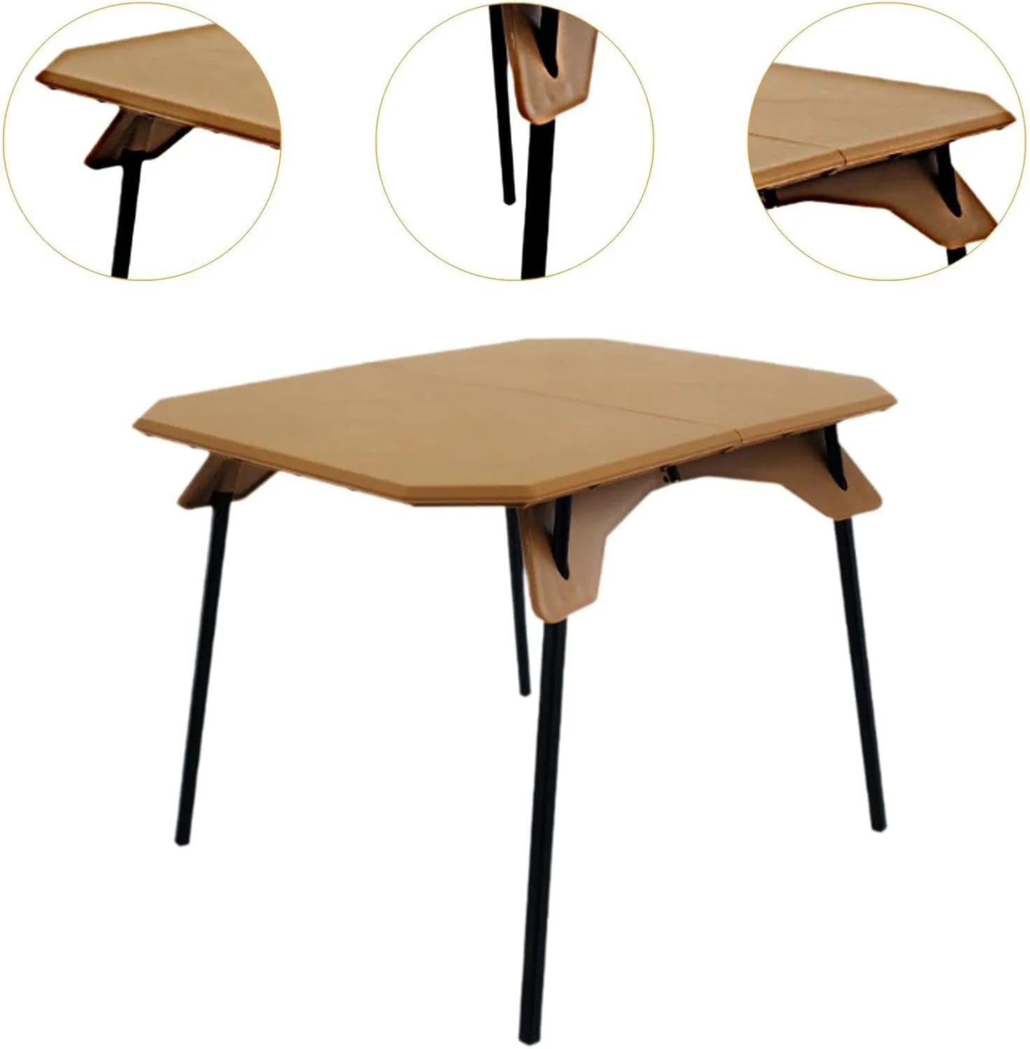 Compact Folding Table for Travel and Outdoor Use with Height Adjustment, Khaki