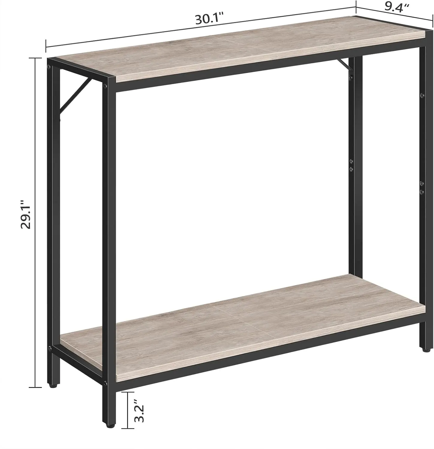 Console Table, 2-Tier Entrance Table, Behind Sofa Table, Industrial Style, Sturdy and Stable, for Living Room, Entryway, Foyer, Corridor, Office, Greige and Black CTHG27601