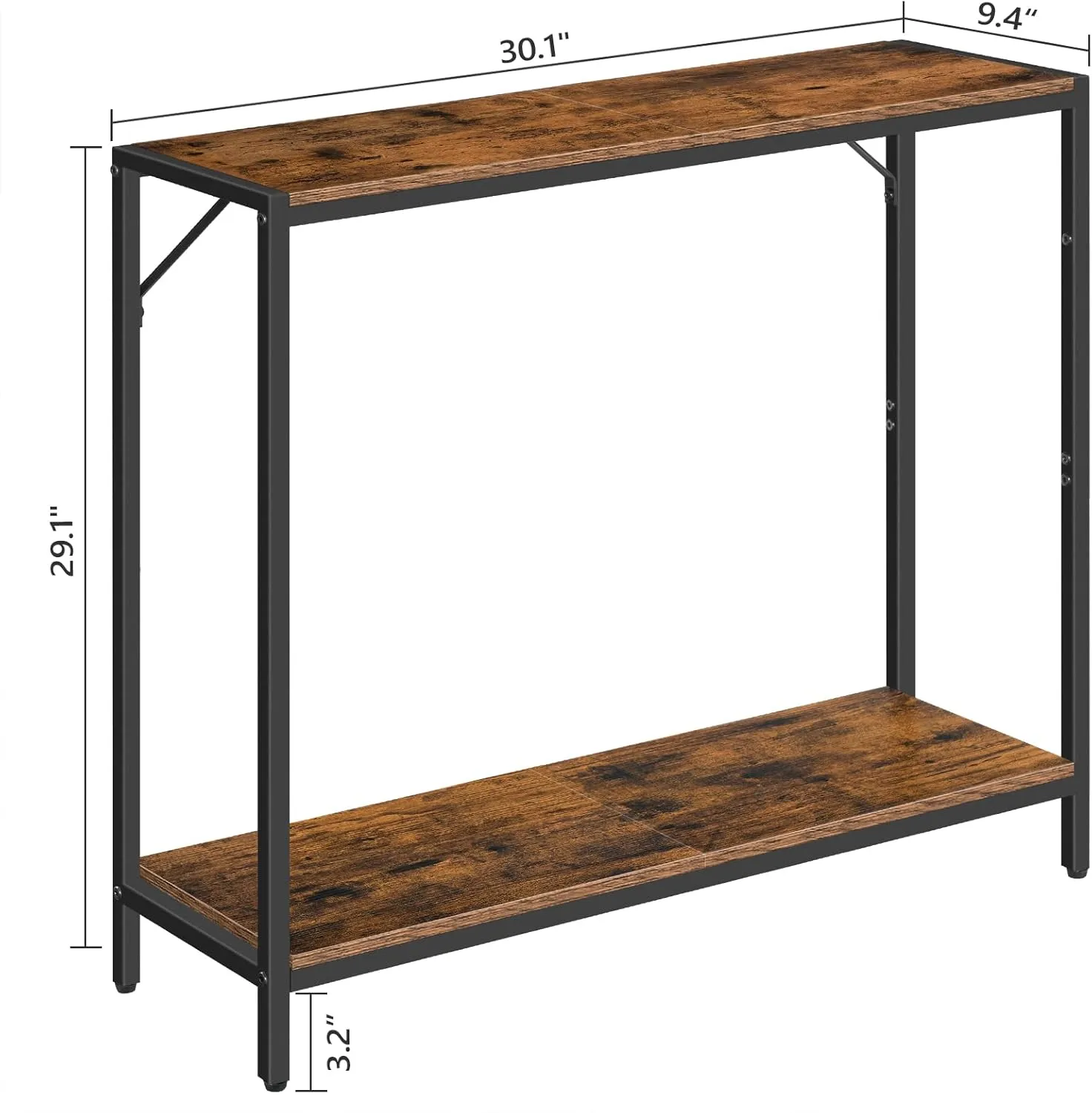 Console Table, 2-Tier Entrance Table, Behind Sofa Table, Industrial Style, Sturdy and Stable, for Living Room, Entryway, Foyer, Corridor, Office, Rustic Brown and Black CTHR27601