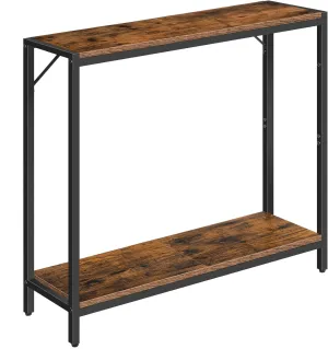 Console Table, 2-Tier Entrance Table, Behind Sofa Table, Industrial Style, Sturdy and Stable, for Living Room, Entryway, Foyer, Corridor, Office, Rustic Brown and Black CTHR27601