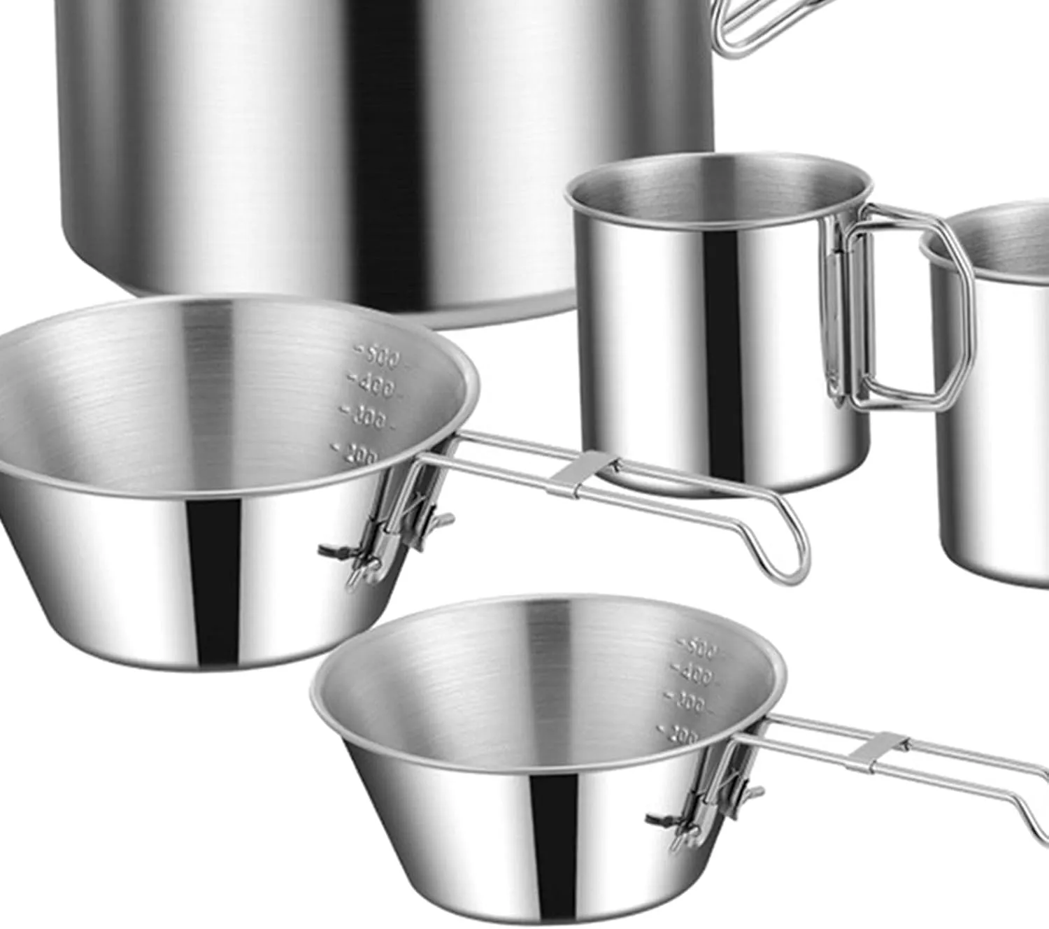 Cooking Pot Set Camping Foldable with Lid Equipment Lightweight for Hiking Household