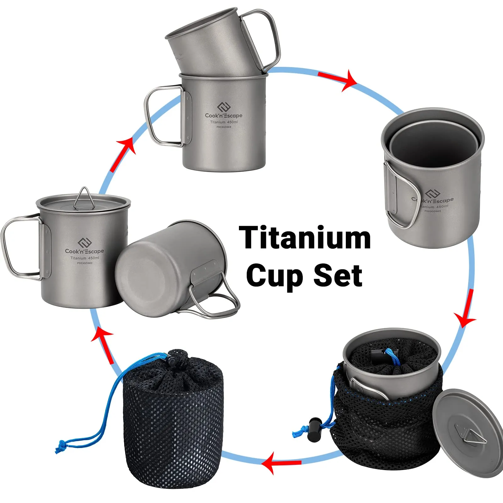 Cook'n'Escape 300ml 450ml Titanium Cup