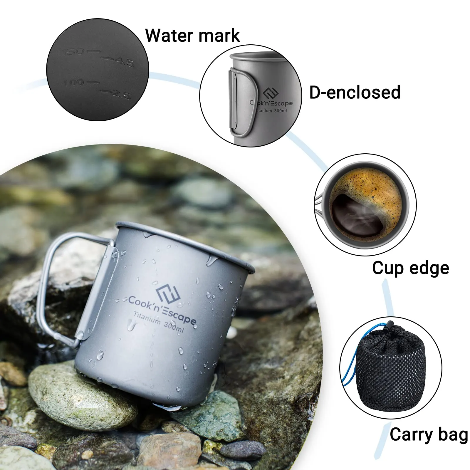 Cook'n'Escape 300ml 450ml Titanium Cup