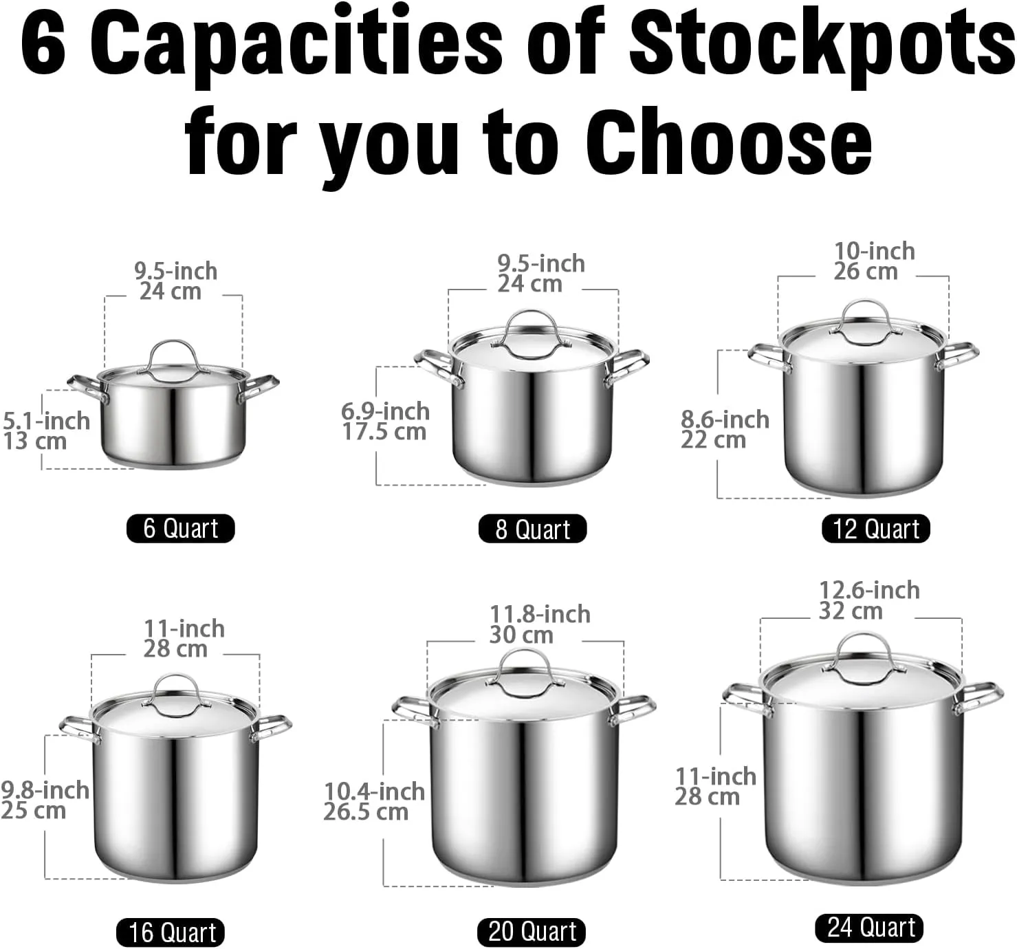 Cooks Standard 18/10 Stainless Steel Stockpot 8-Quart, Classic Deep Cooking Pot Canning Cookware with Stainless Steel Lid, Silver