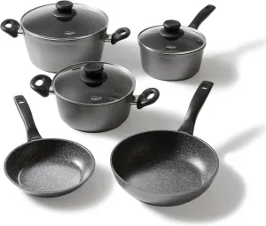 Cookware set with glass lids (set of 8), 23.23 x 8.46 x 14.76 ", Anthracite