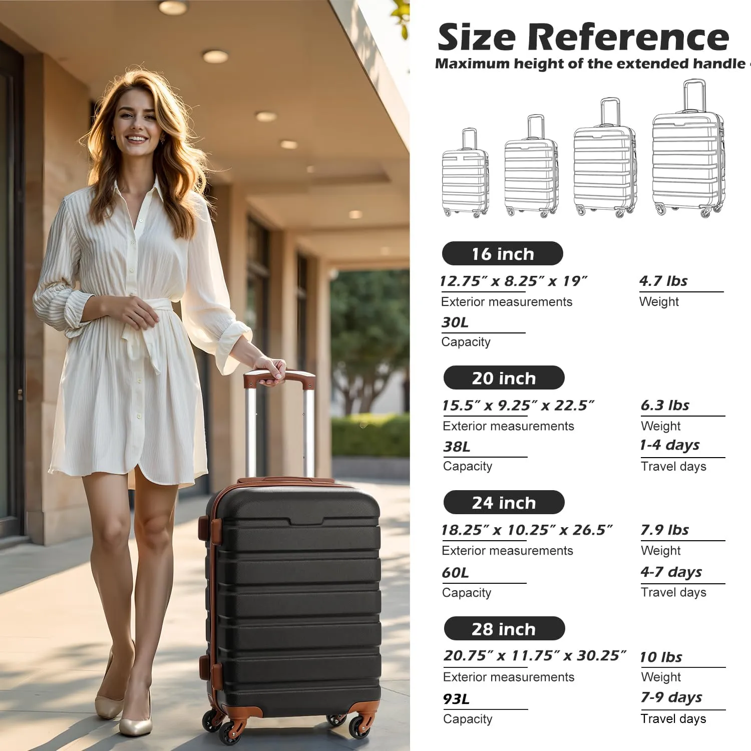 Coolife Luggage 4 Piece Set Suitcase Spinner Hardshell Lightweight TSA Lock