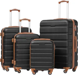 Coolife Luggage 4 Piece Set Suitcase Spinner Hardshell Lightweight TSA Lock