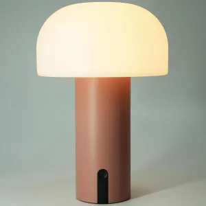 Cordless Mushroom Table Lamp, Waterproof Shower Lamp, Battery Operated Table Lamp Rechargeable, Touch Dimmable Night Light for Bedroom/Patio/Camping/Dinning/Outdoor (Pink)