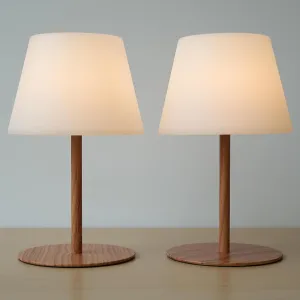 Cordless Table Lamp Rechargeable, Outdoor Battery Operated Table Lamp Waterproof, Portable Touch Dimmable Night Light, Height Adjustable, for Home/Bedroom/Patio/Restaurant (2Pack Wood)