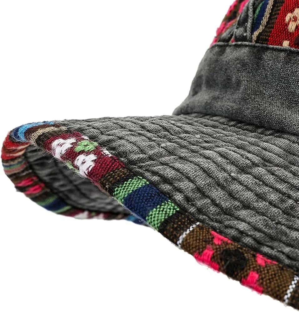 Cotton Breathable Wide Brim Sun Protection Boonie Bucket Hat for Fishing Hiking Camping Women Men Sun Cap