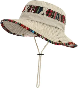 Cotton Breathable Wide Brim Sun Protection Boonie Bucket Hat for Fishing Hiking Camping Women Men Sun Cap