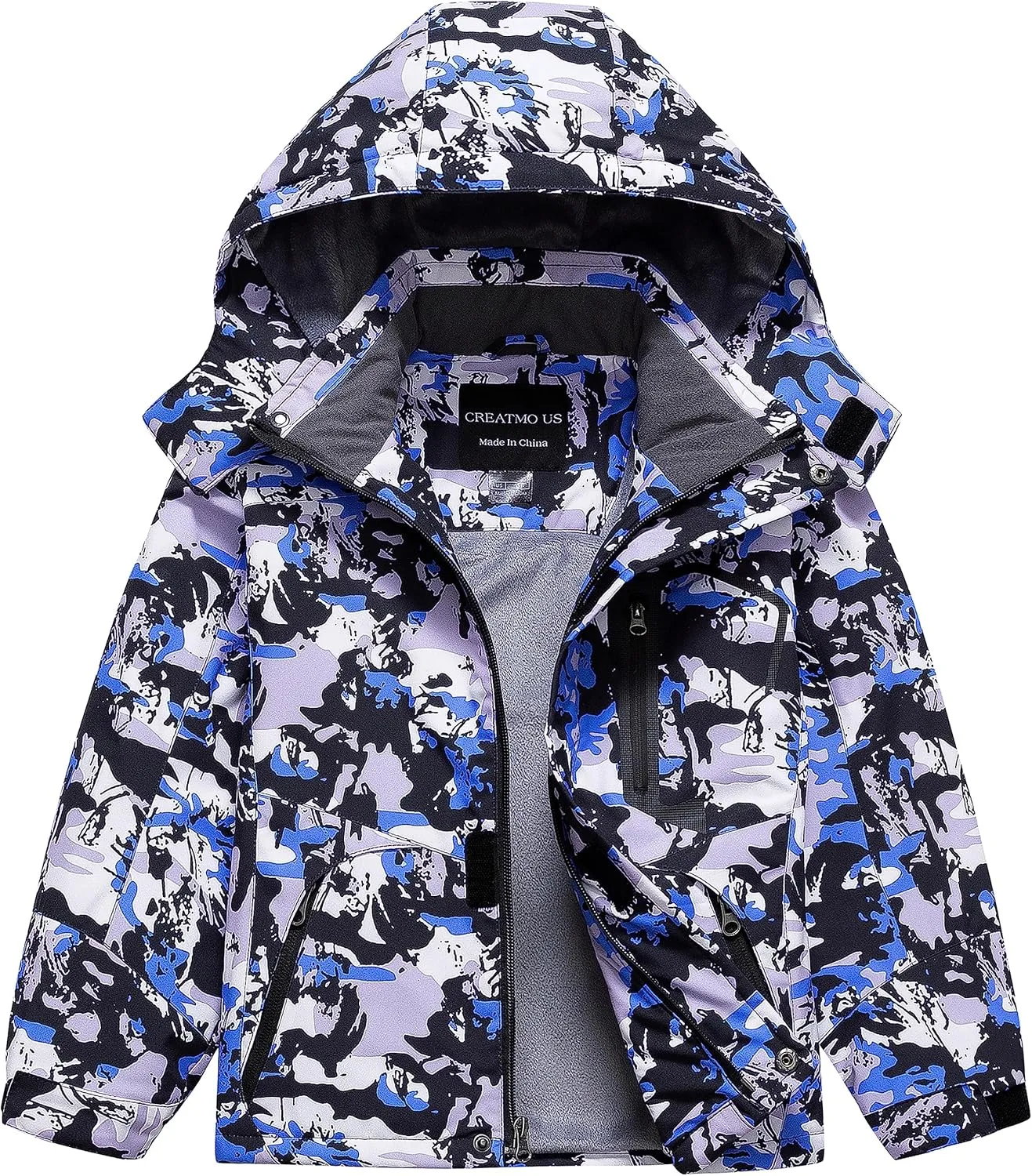 CREATMO US Boy's Waterproof Ski Jacket Warm Winter Snow Coat Windproof Snowboarding Rain Jacket