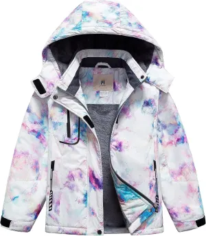 CREATMO US Girl's Waterproof Ski Jacket Warm Winter Snow Coat Windproof Snowboarding Rain Jacket