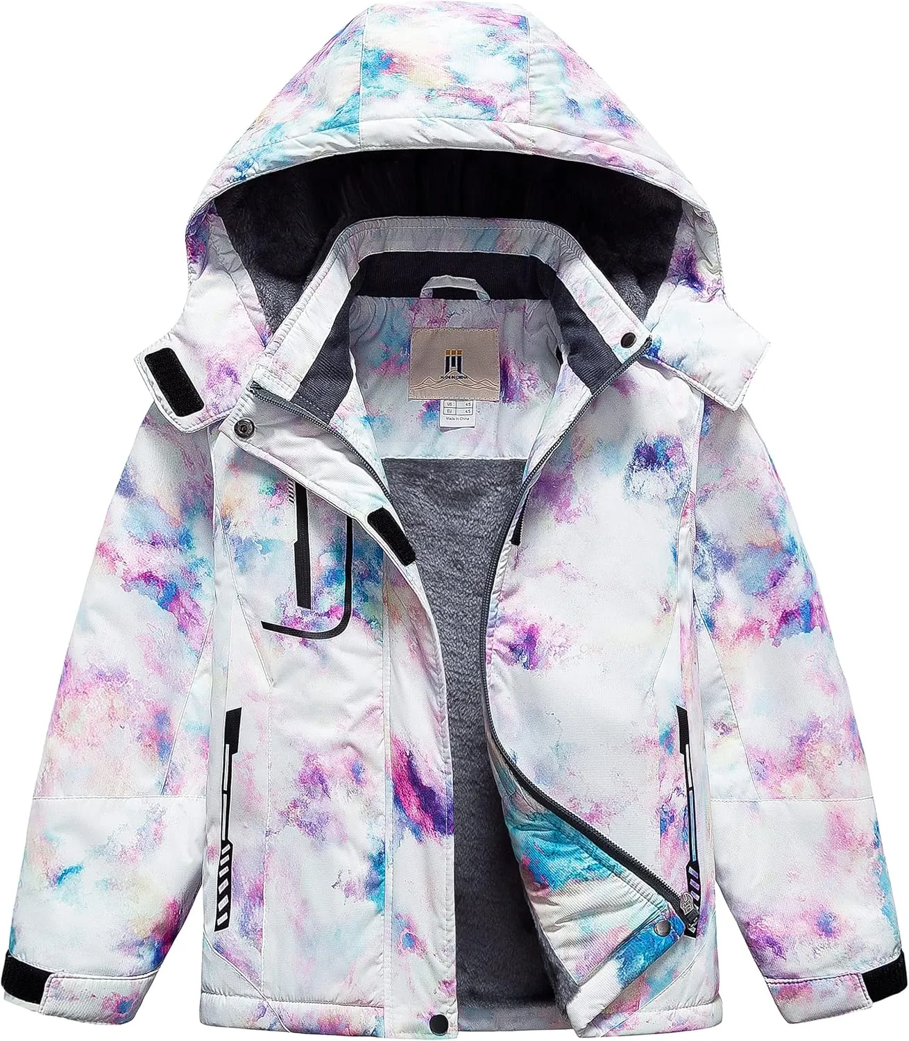CREATMO US Girl's Waterproof Ski Jacket Warm Winter Snow Coat Windproof Snowboarding Rain Jacket