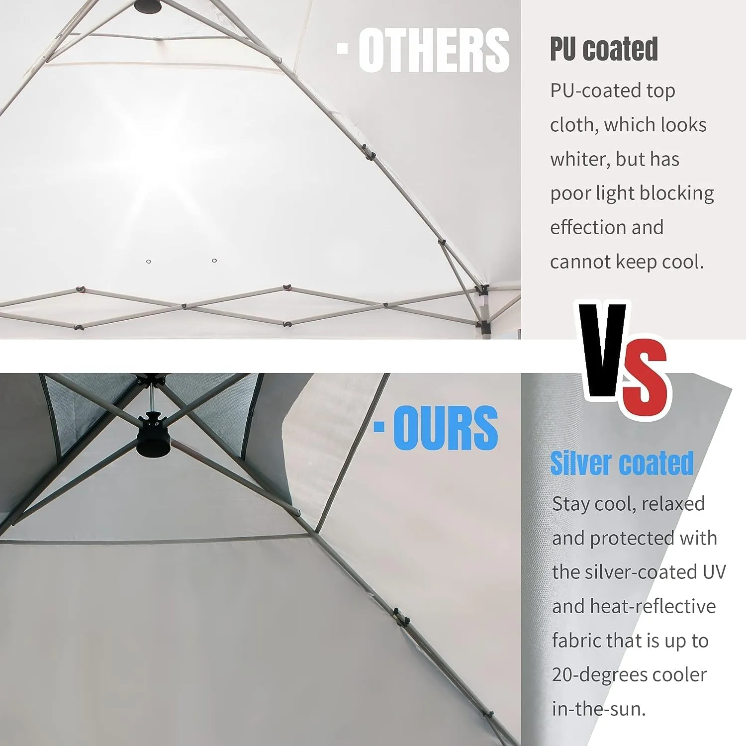 Crown Shades 10x10 Pop Up Canopy - Beach Tent with One Push Setup - Outdoor Sun Shade for Events, Parties, Camping - Gazebo with STO-N-Go Cover Bag, Silver Coated Top, 3 Height& 4 Sand Bags, Sky Blue