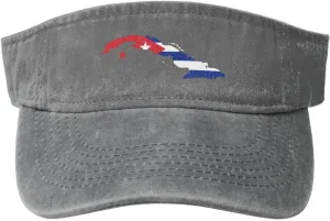 Cuba Terrain Map Sun Visor Hats Cotton Adjustable Sports Empty Top Baseball Cap for Women Men Golf Cap