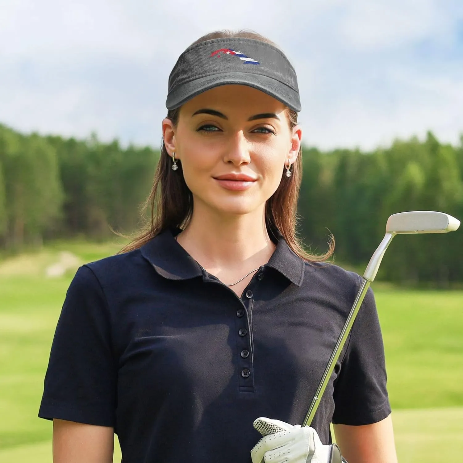 Cuba Terrain Map Sun Visor Hats Cotton Adjustable Sports Empty Top Baseball Cap for Women Men Golf Cap