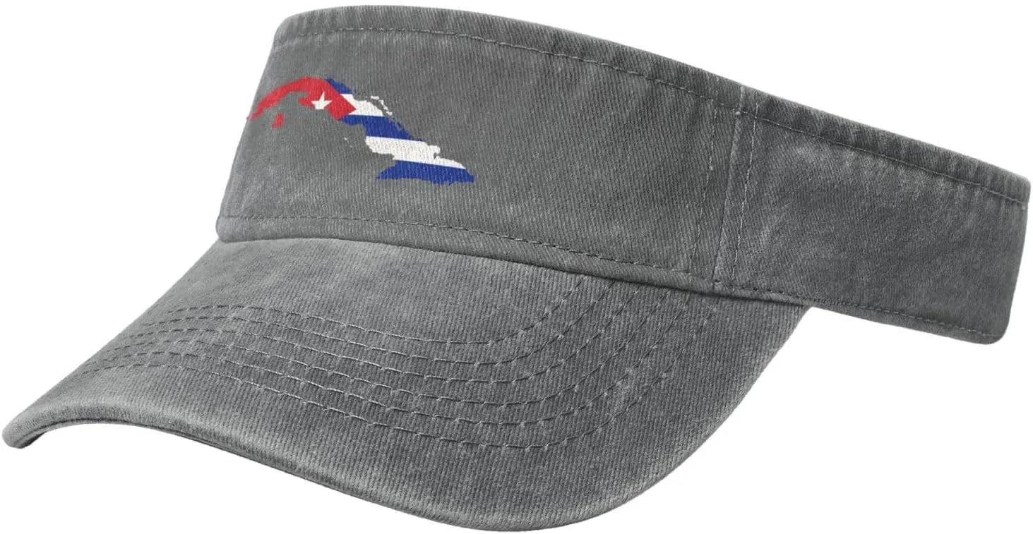 Cuba Terrain Map Sun Visor Hats Cotton Adjustable Sports Empty Top Baseball Cap for Women Men Golf Cap