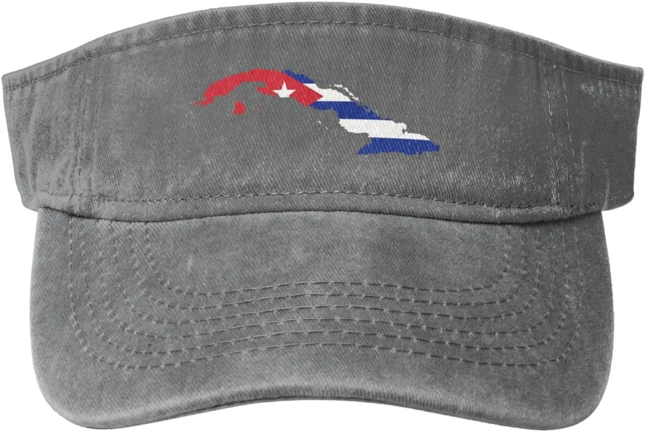 Cuba Terrain Map Sun Visor Hats Cotton Adjustable Sports Empty Top Baseball Cap for Women Men Golf Cap