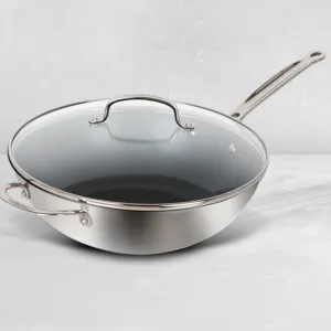 CUISINART 77IEL26-30HNSCC 12" EVERLASTING NON-STICK STAINLESS STEEL STIR-FRY PAN/WOK WITH COVER