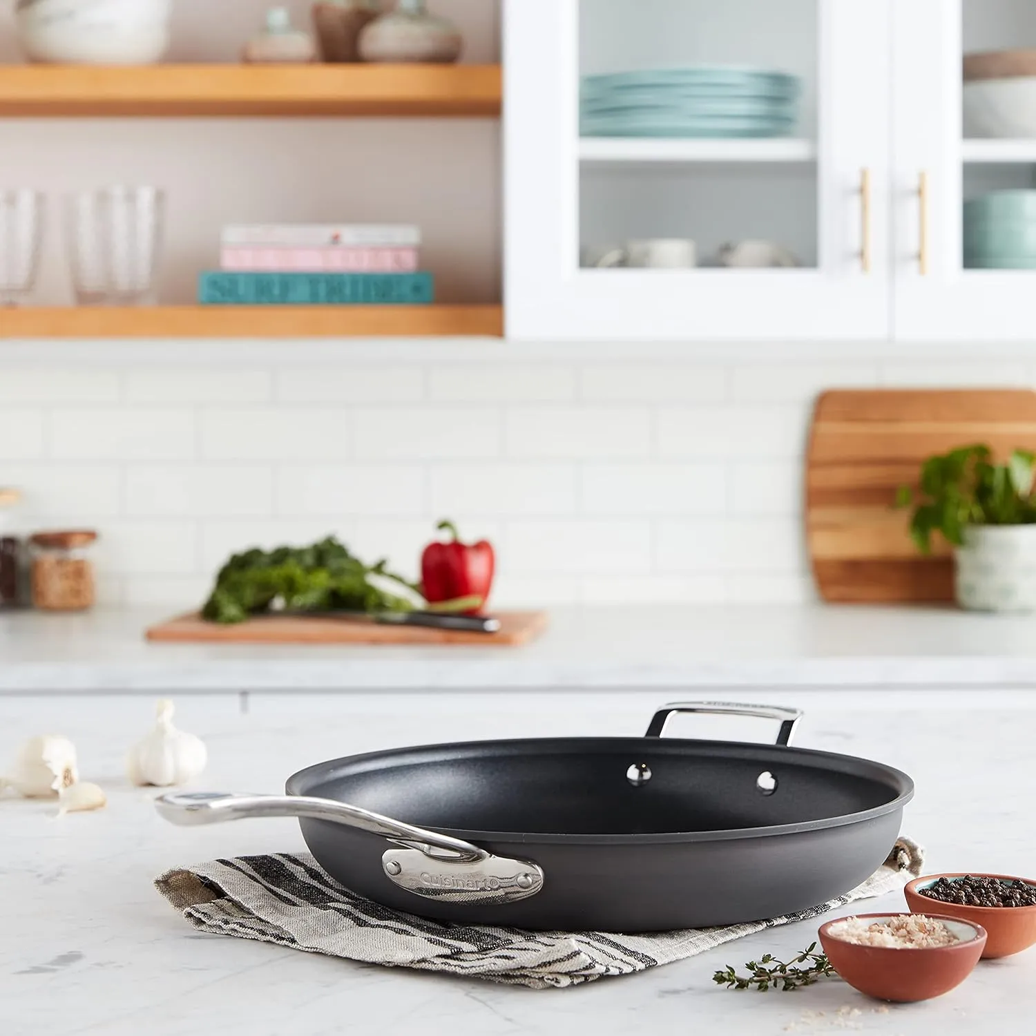 Cuisinart Contour Hard Anodized 12-Inch Open Skillet with Helper Handle,Black