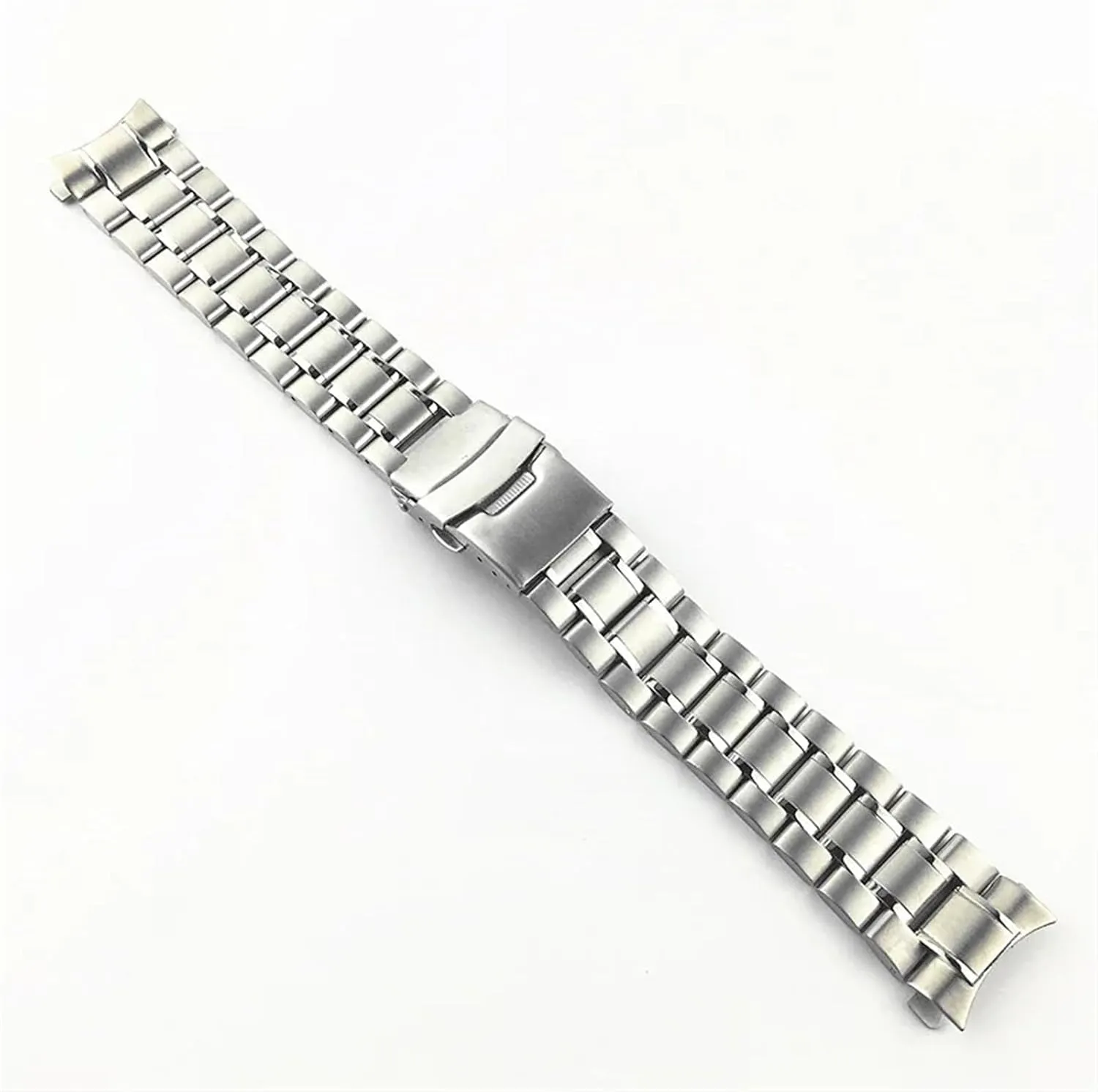 Curved End Replacement Watch Band 18mm 20mm 22mm 24mm Stainless Steel Watchband Double Lock Buckle Wrist Belt Watch Strap