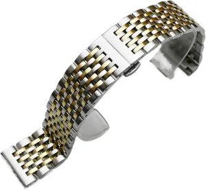Curved End Stainless Steel Band 18mm 20mm 22mm Universal Replacement Buckle Strap Bracelet Silver Gold