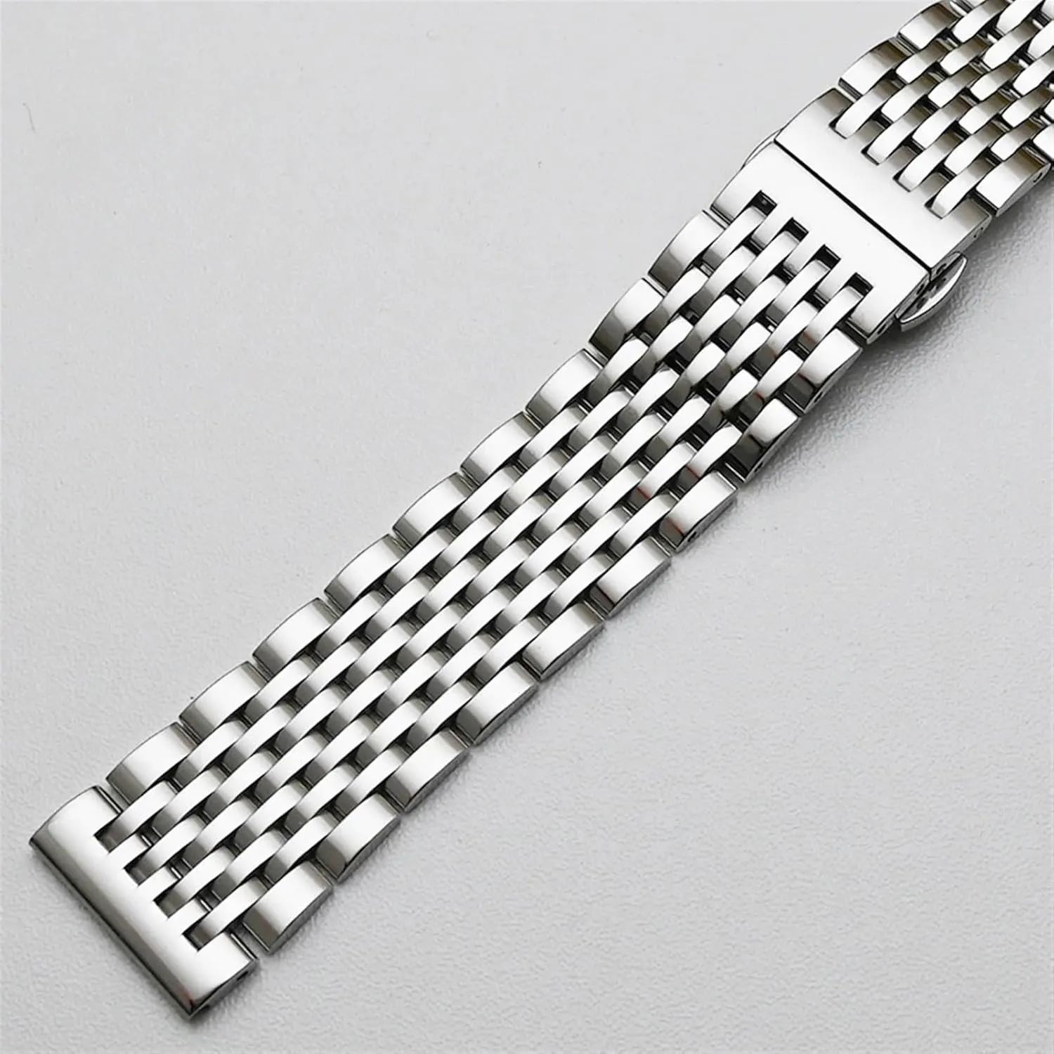 Curved End Stainless Steel Band 18mm 20mm 22mm Universal Replacement Buckle Strap Bracelet Silver Gold