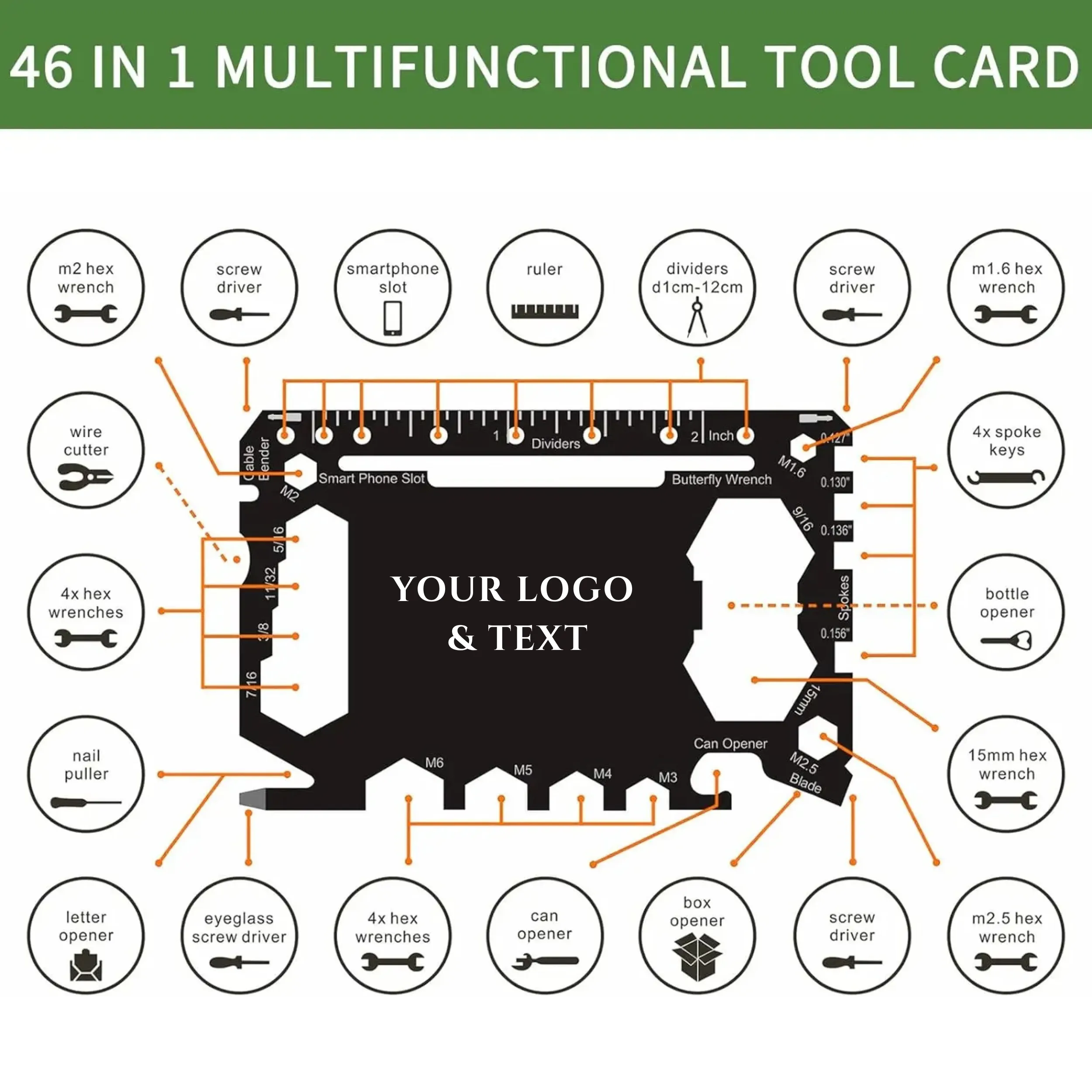 Custom Engraved 46-in-1 Multi-Tool Card – Personalized Wallet-Sized Tool for Outdoor & Everyday Use